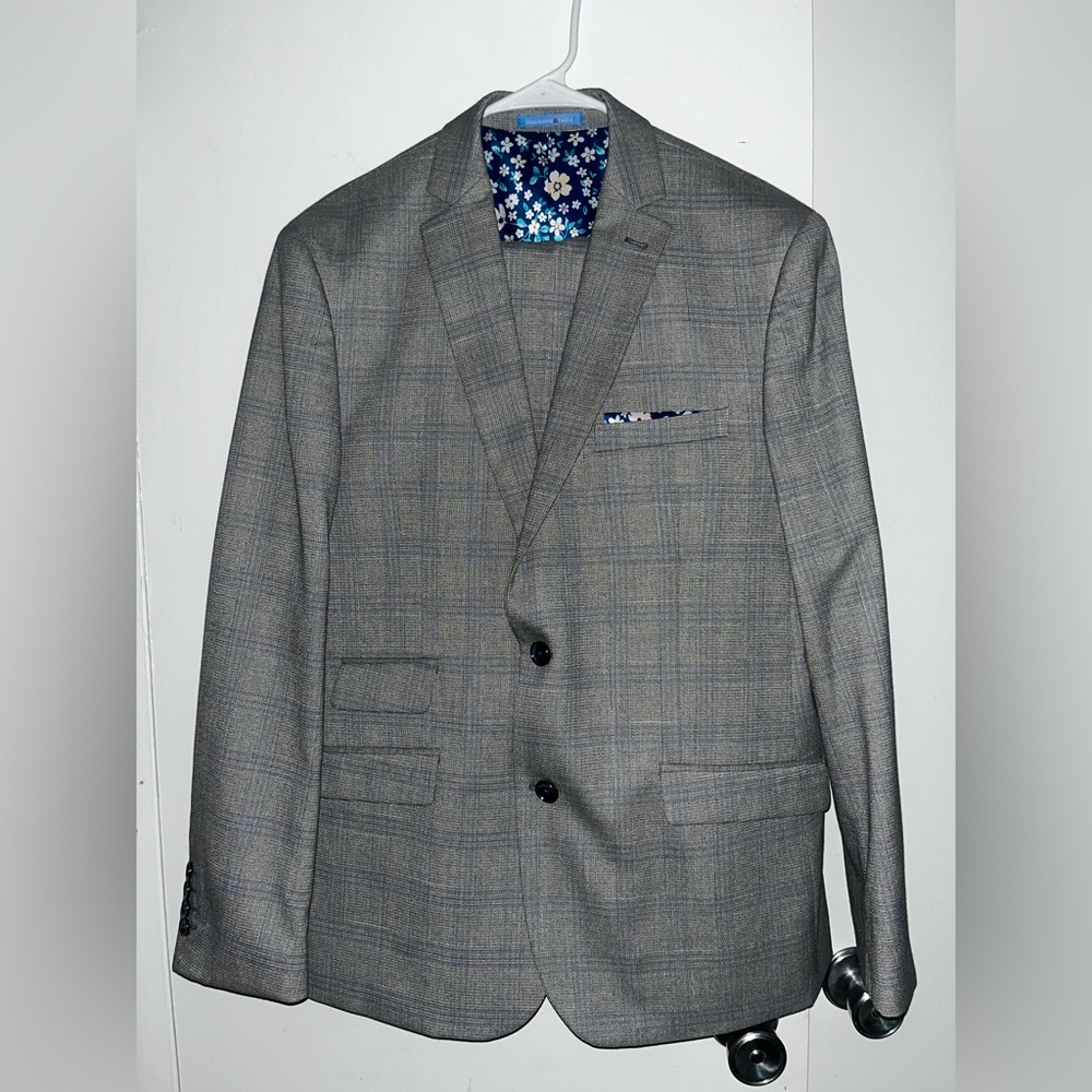 Gray Plaid Men's Blazer